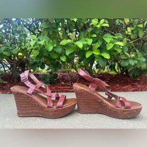 Miss Me Women’s Strappy Wedge Sandals Size 9 Brown Crochet-Style Platform Wedge
